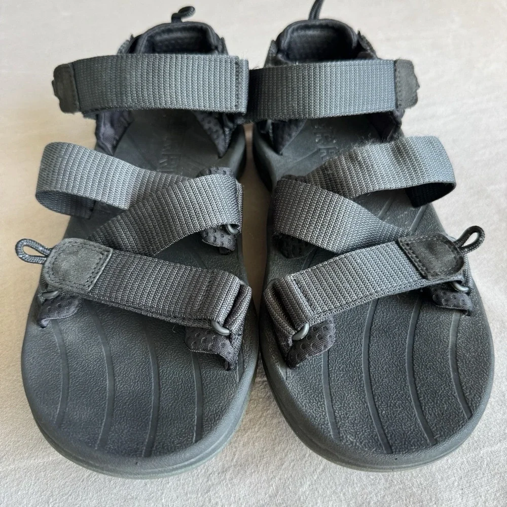 Size 8 - Merrell Men's Black Strappy Sandals Adjustable Hook & Loop Straps